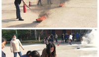 工会组织学校安全工作责任人进行消防演练