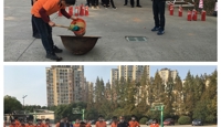 我校食堂举行消防演练